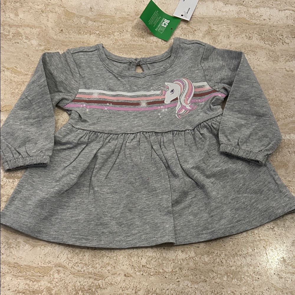NEW 🆕 Gray Unicorn Kids tunic dress 0-3 months
